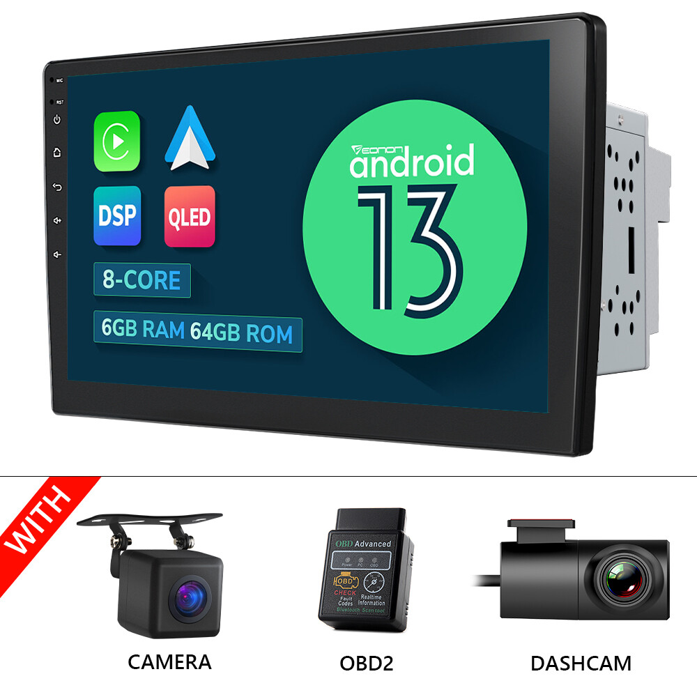 CAM+DVR+OBD+Android 13 6+64 8Core 10.1″ Car Stereo Radio GPS 2 DIN Apple CarPlay