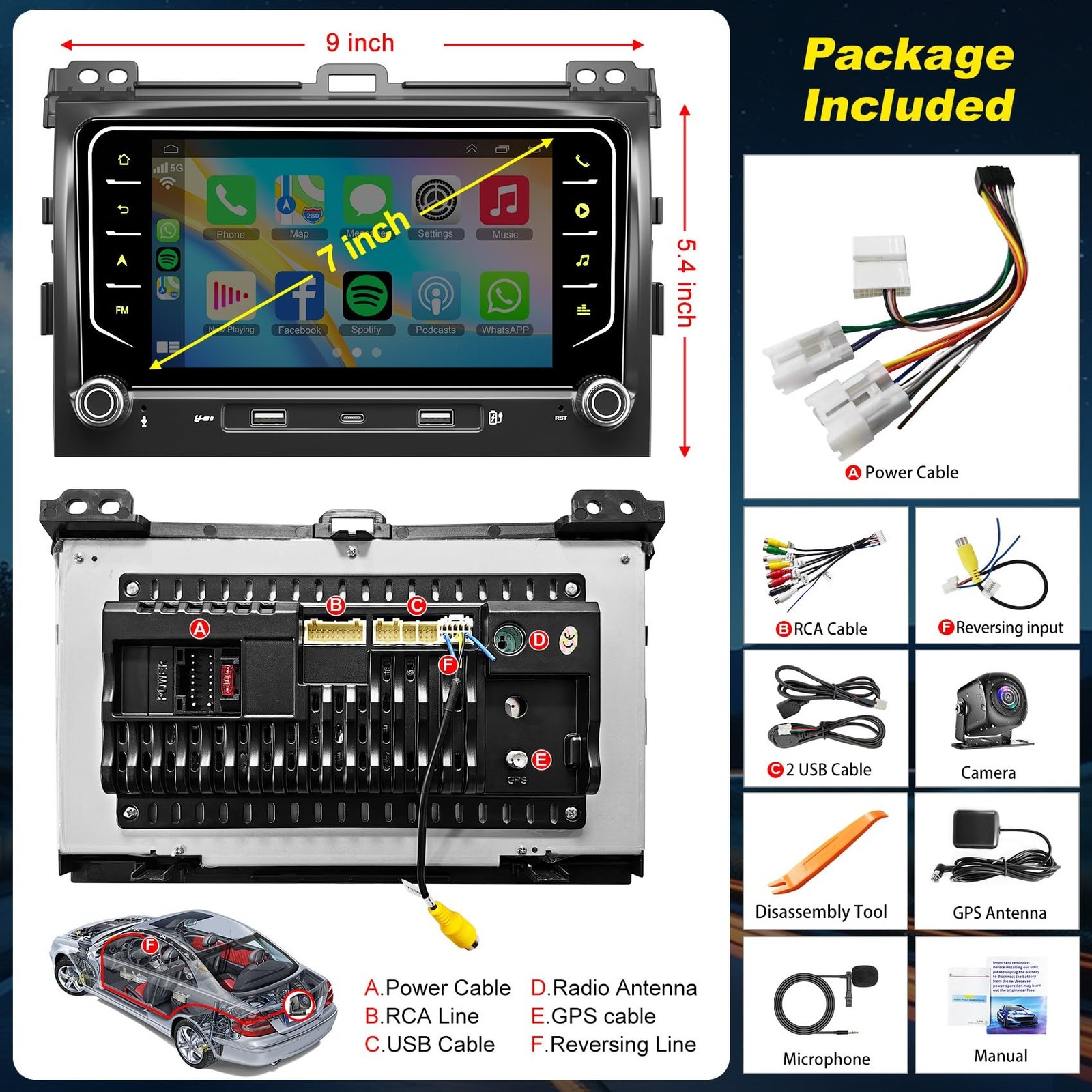 Android 15 4G+64G Car Radio for Toyota Land Cruiser Lexus GX 2002-2009, Suppo…