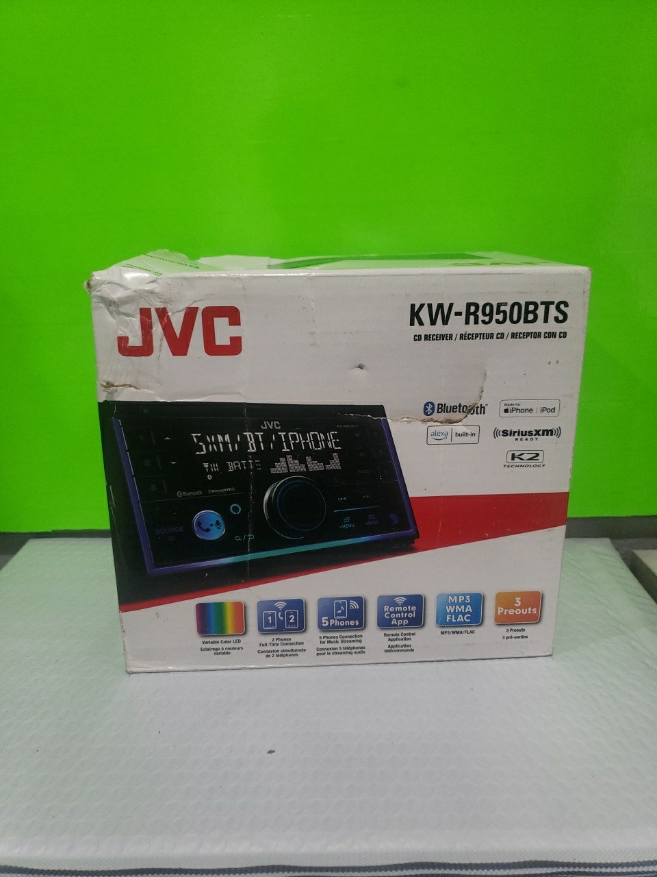 JVC KW-R950BTS Double DIN Amazon Alexa Bluetooth USB AUX AM/FM Radio CD Receiver