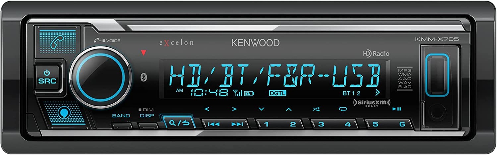 Kenwood KMM-X705 AM FM HD BT Dual USB Car Stereo, Plus SiriusXM Satellite Tuner