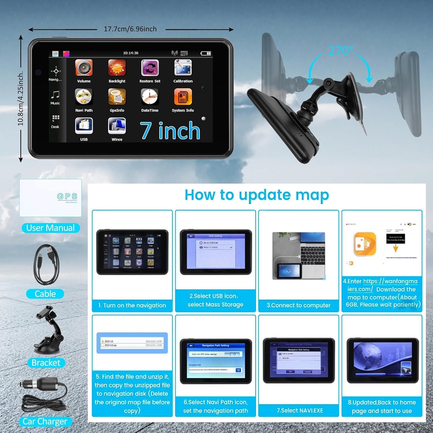 2026 Pro GPS Navigator for Car,Truck RV-7” HD Touchscreen Navigation System,…