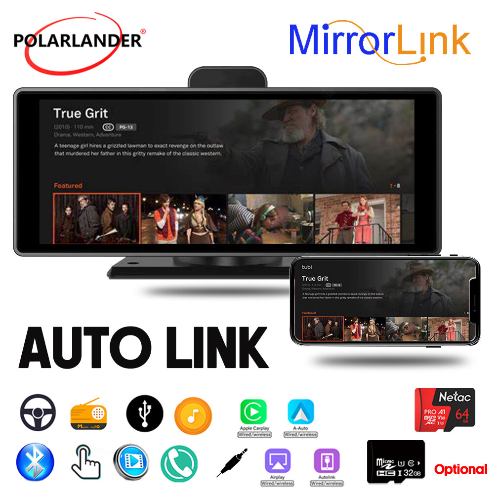 10 inch Android Auto CarPlay Touch Screen Car Radio Stereo Bluetooth Mirror Link