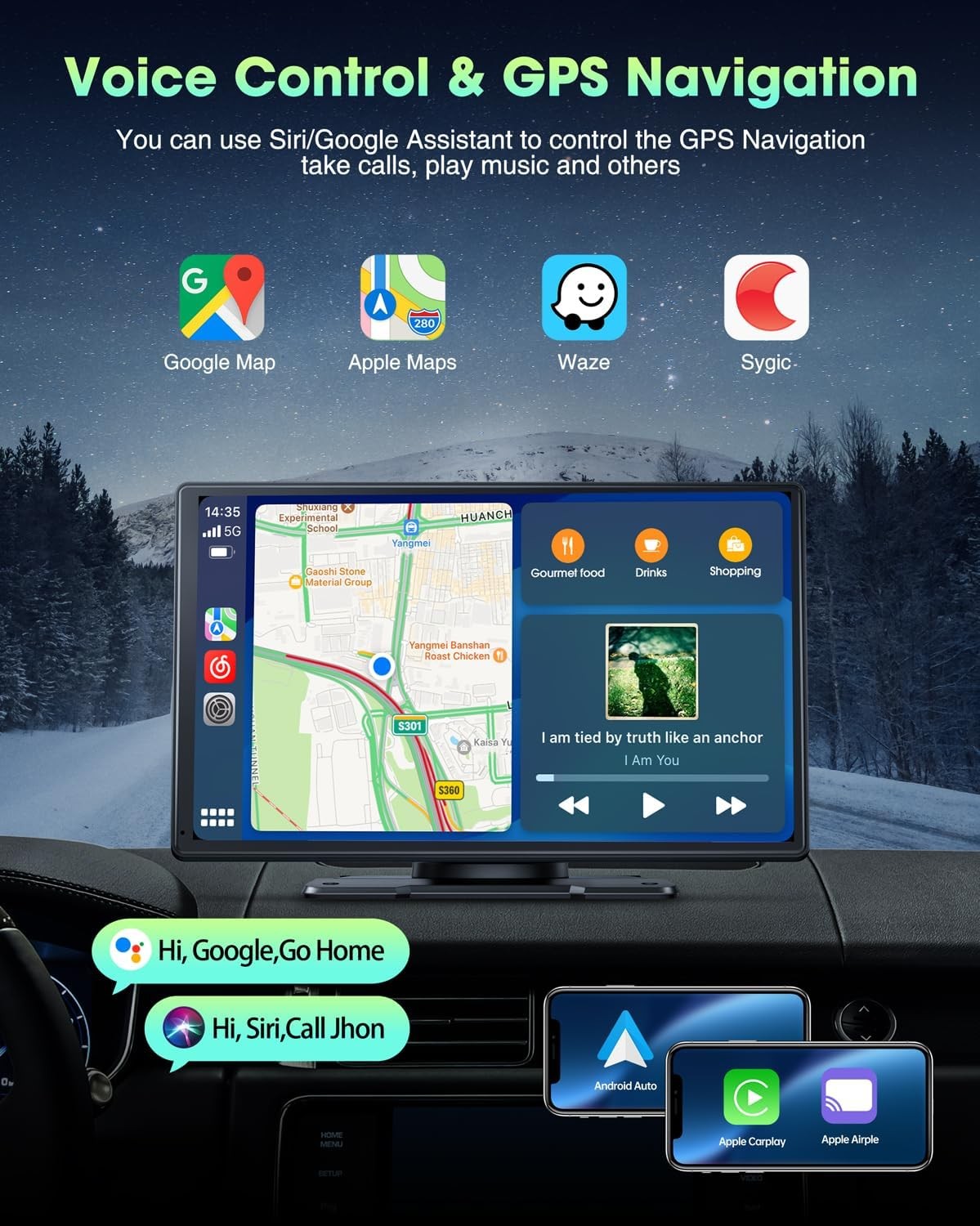 9″ inch Touch Screen Car Stereo Radio Wireless Apple Carplay Android Auto GPS