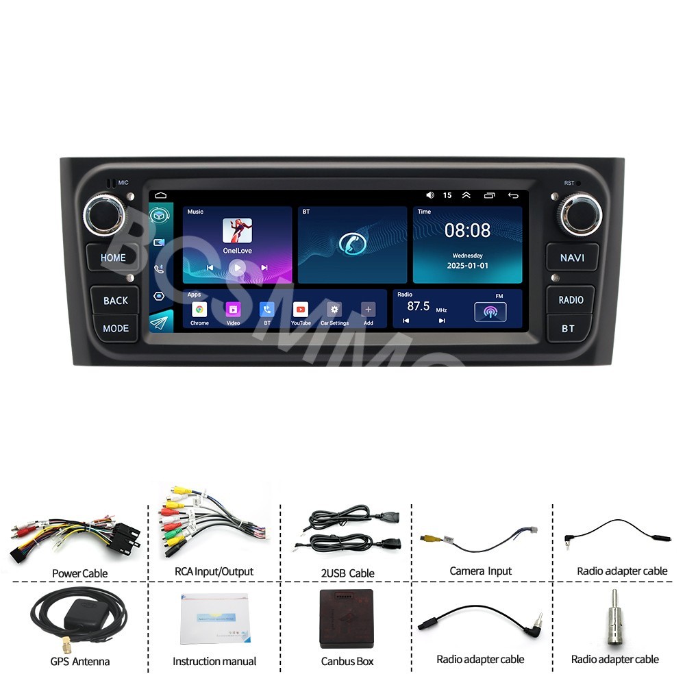 1 Din Car MP5 Player GPS Navi Head Unit Android 15 Fit For Fiat Punto 2007-2013