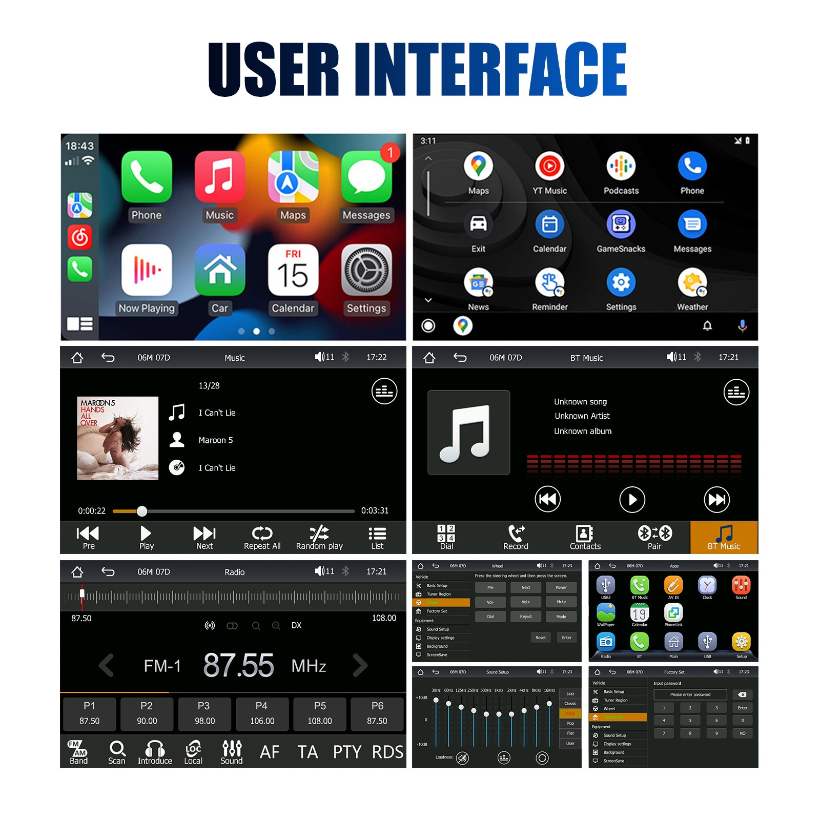 Double 2DIN 7″ Car Radio Stereo Head Unit CarPlay Touchscreen USB SWC BT+Camera