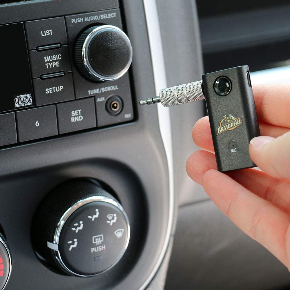 Armor All Bluetooth Car Audio Receiver, Stream to Small, Black