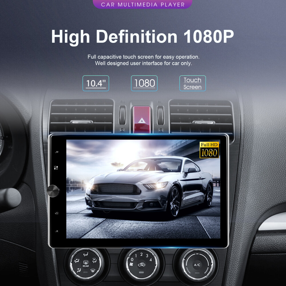 10.4” Android 13 Single 1 Din Apple Carplay Car Stereo Radio GPS WIFI 2G+64GB