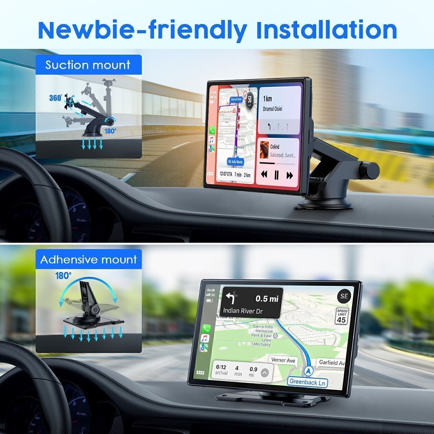 9″ HD Touch Screen Wireless Apple Carplay Android Auto Car Stereo w/1080P Camera