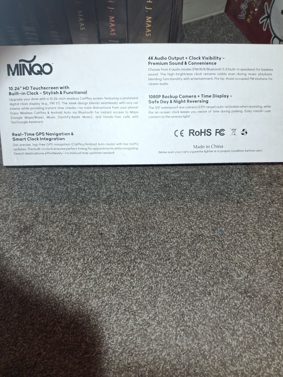MINQO 10.26” Car Mp5 Player Touchscreen Wireless CarPlay Android Auto DVR