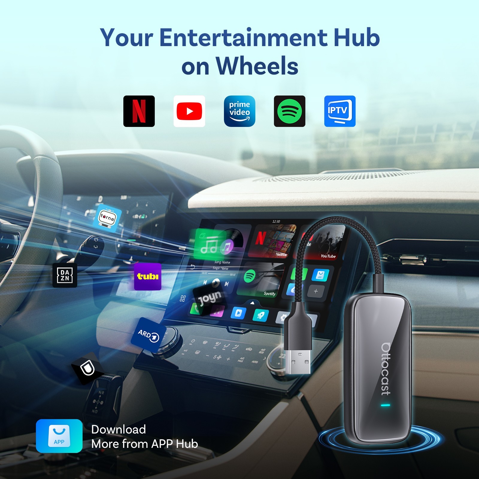 3in1 Wireless CarPlay & Android Auto Adapter Built-in YouTube Android 12 AI BOX