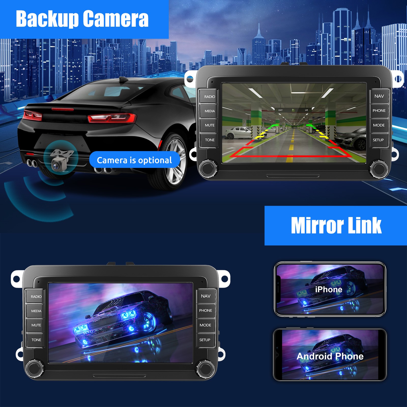 7″ Apple Carplay For VW Volkswagen Jetta Passat Android 14 Car Stereo Radio GPS