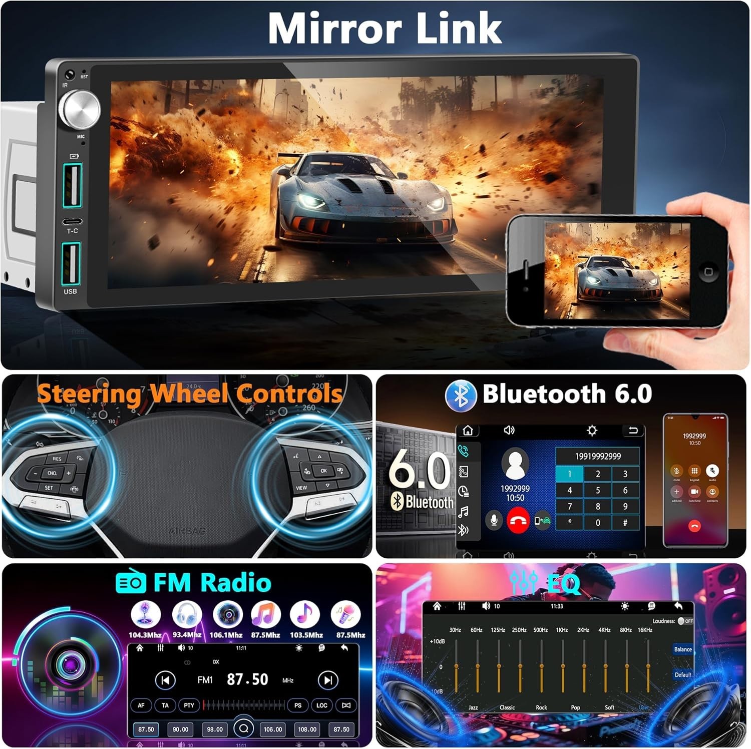 Ultimate Single Din Car Stereo with Backup Camera, Apple Carplay & Android Auto
