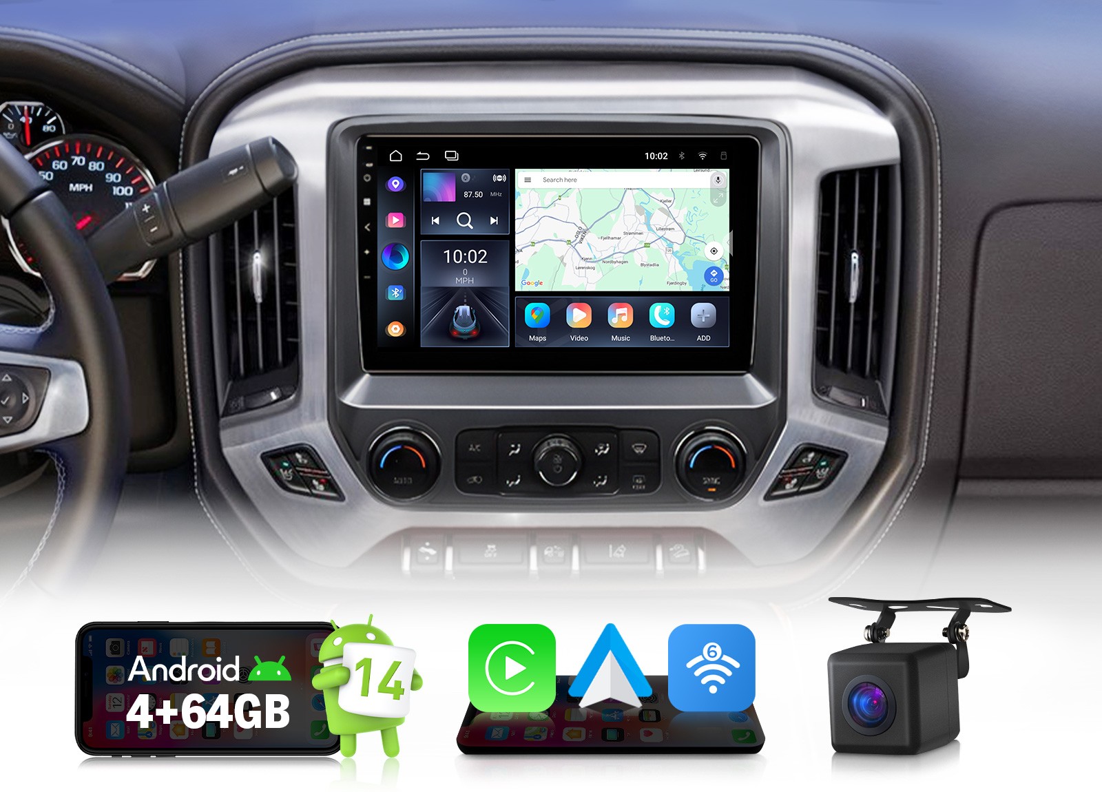 Eonon GMSX7A For Chevy Silverado 2014-2018 10.1″ Android Auto Car Stereo CarPlay