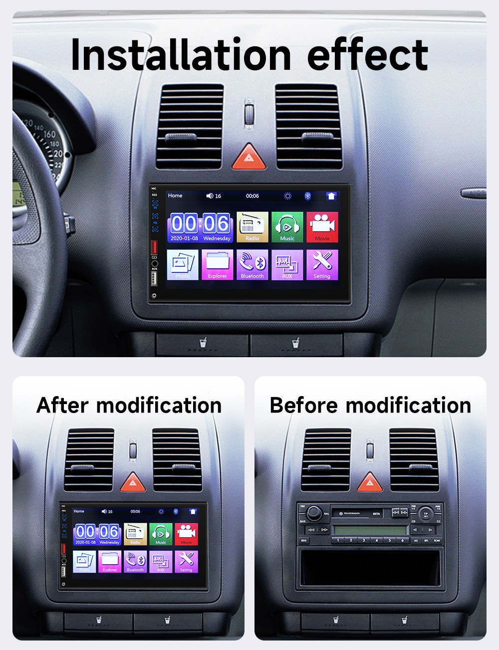 7″ Car Stereo Touch Screen Radio FM MP5 Apple CarPlay Android Auto USB Bluetooth