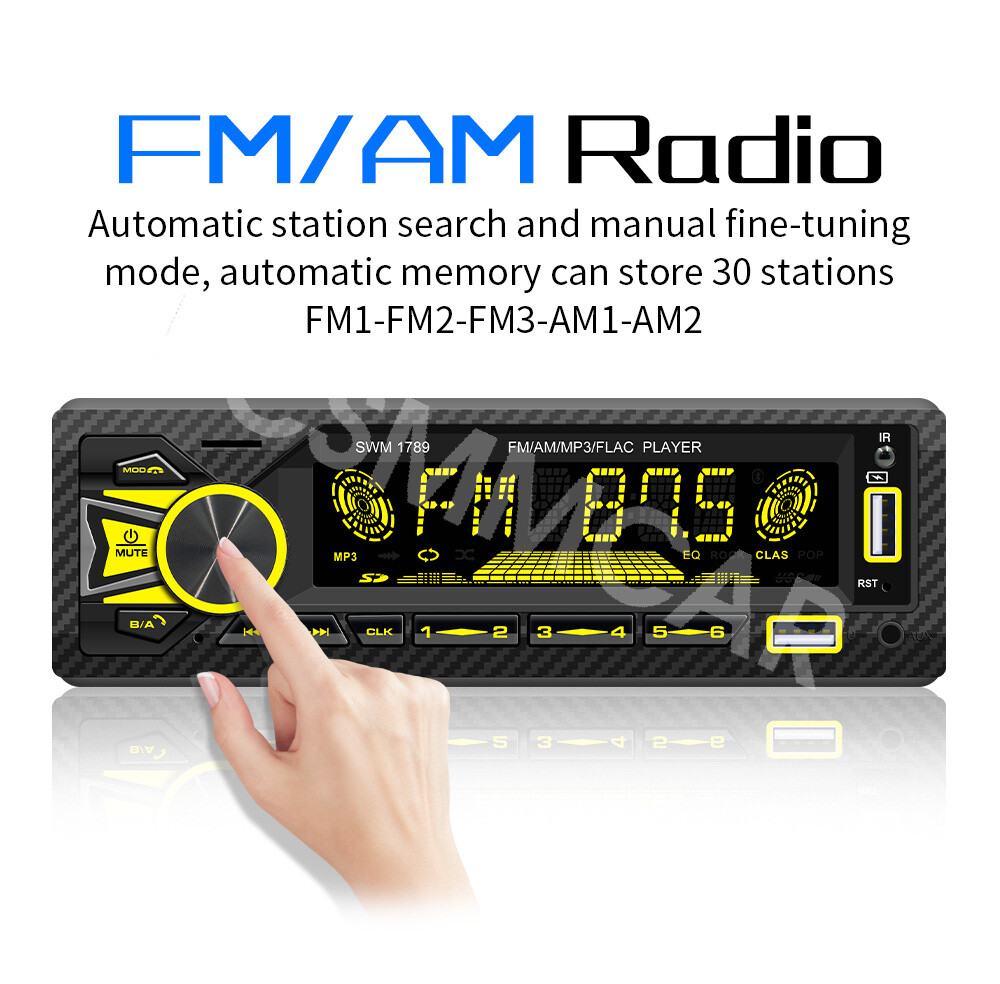 Single Din Car Stereo FM/AM Radio MP3 Player Bluetooth In-Dash Audio Receiver