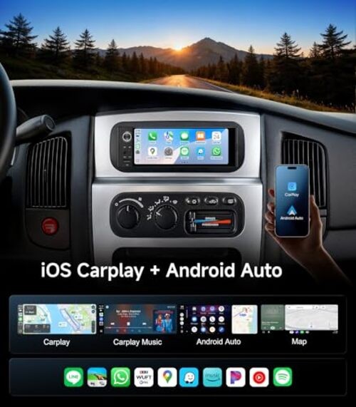 6.36″ Single DIN Car Radio Stereo, Linux System HD IPS Touchscreen with