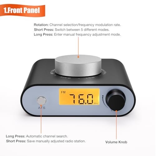 Professional FM Radio Receiver with Bluetooth & AUX, 33ft Adjustable Antenna