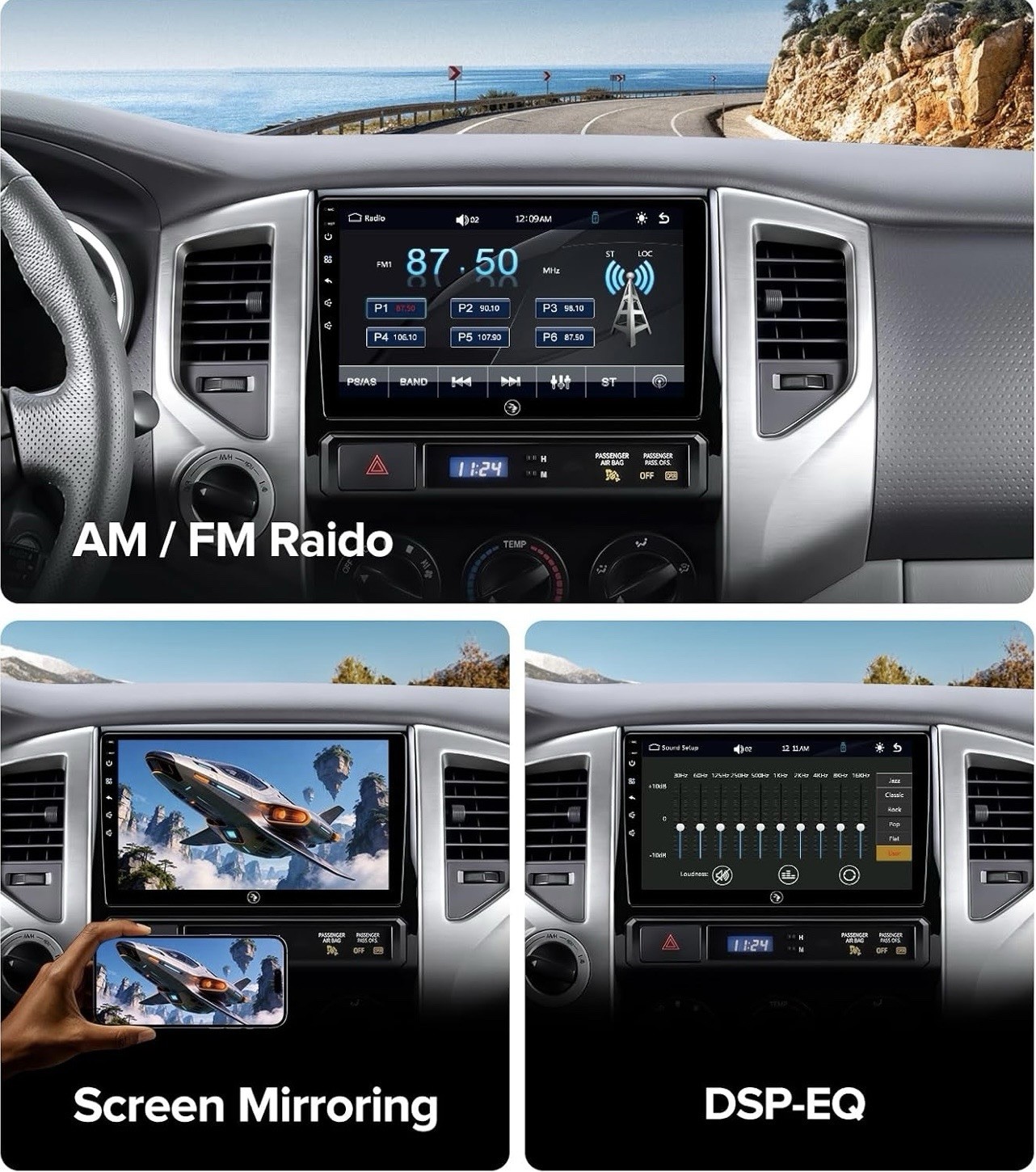 Car Stereo Radio 2005-2011 Tacoma Linux QLED Wireless CarPlay Android Auto
