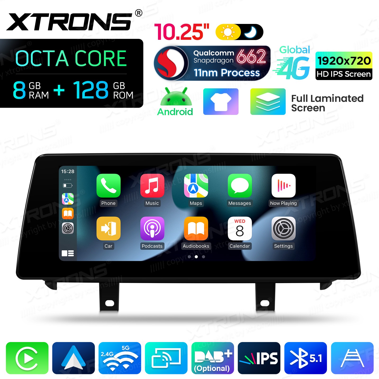 10.25″ Android 14 Car Stereo CarPlay 8+128G Retrofit For BMW X5 F15 X6 F16 NBT