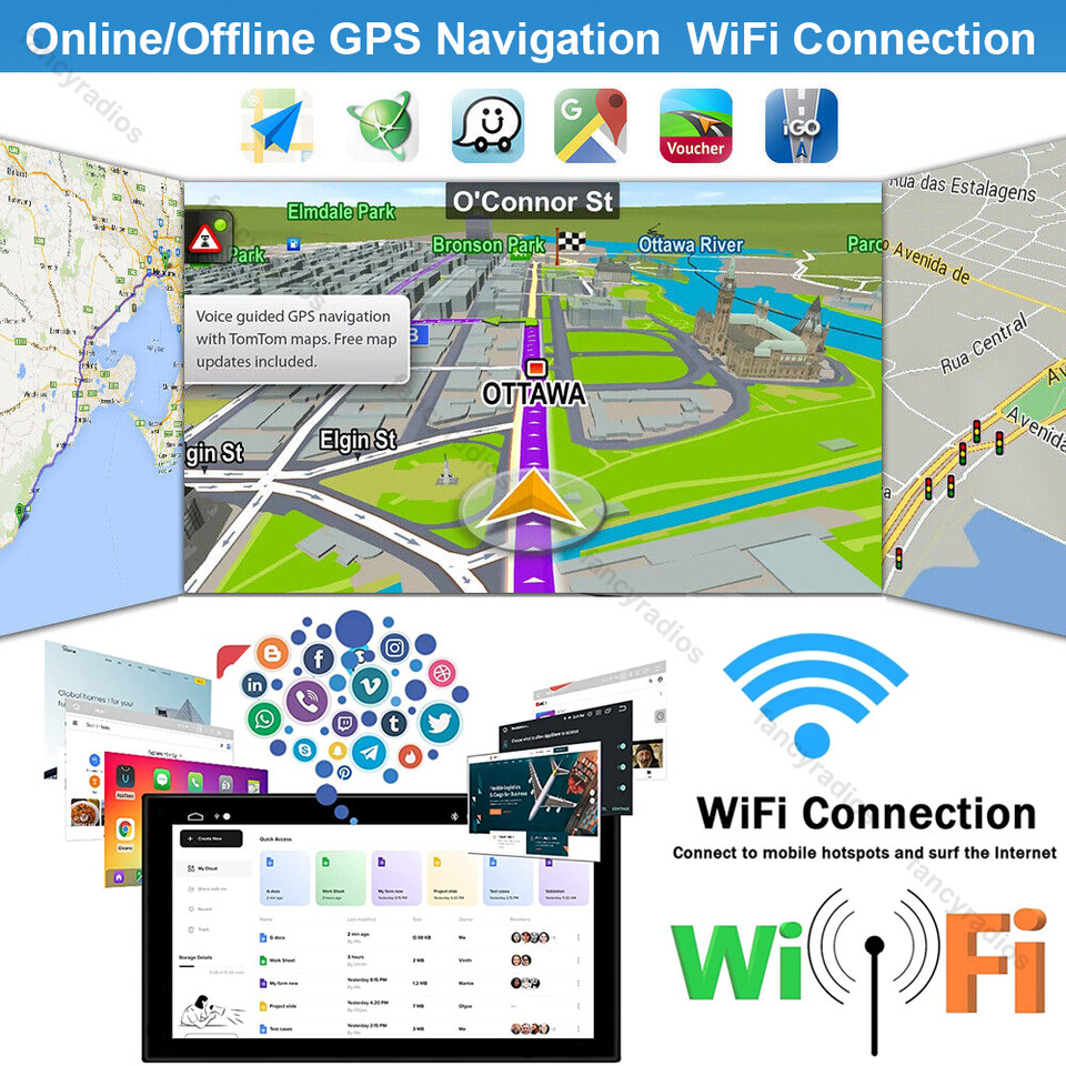 9″ 4GB+64GB 2Din Android 13 Carplay Car Stereo GPS Navi WIFI FM Radio +Camera