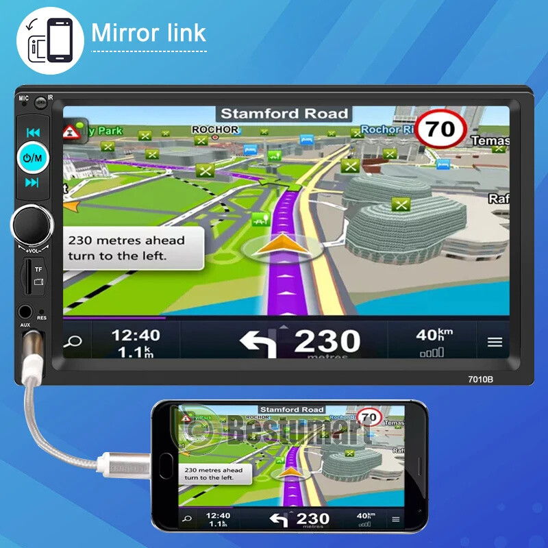 Double 2Din Android 10 7” 1080P Car Stereo Radio GPS Navi Wifi Quad-Core Player