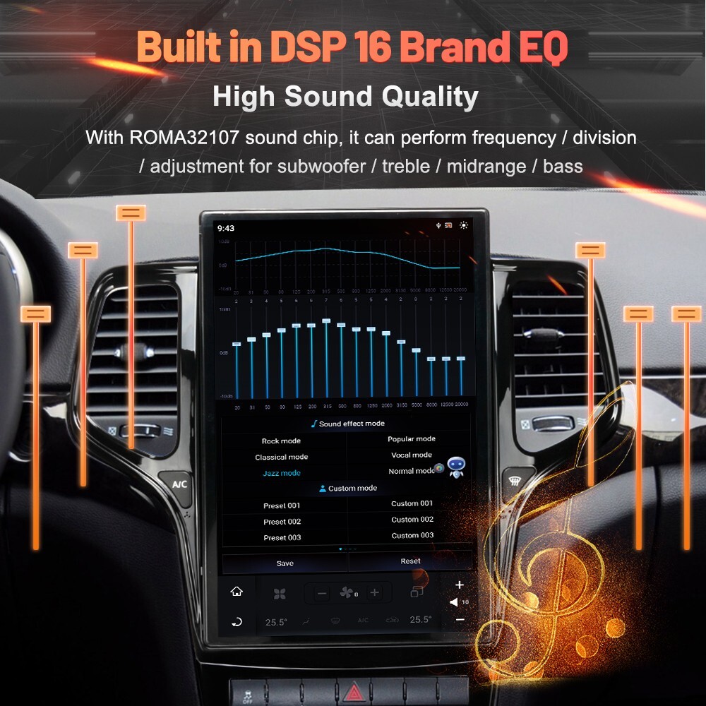Android 13 Car Radio For Jeep Grand Cherokee 2014+ Black Carplay GPS Navi Screen