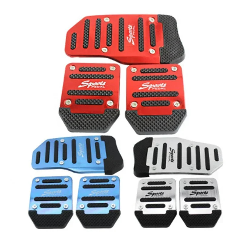 Aluminum Car Pedal Cover Set Automatic Manual Transmission Gas Foot Covers in Re