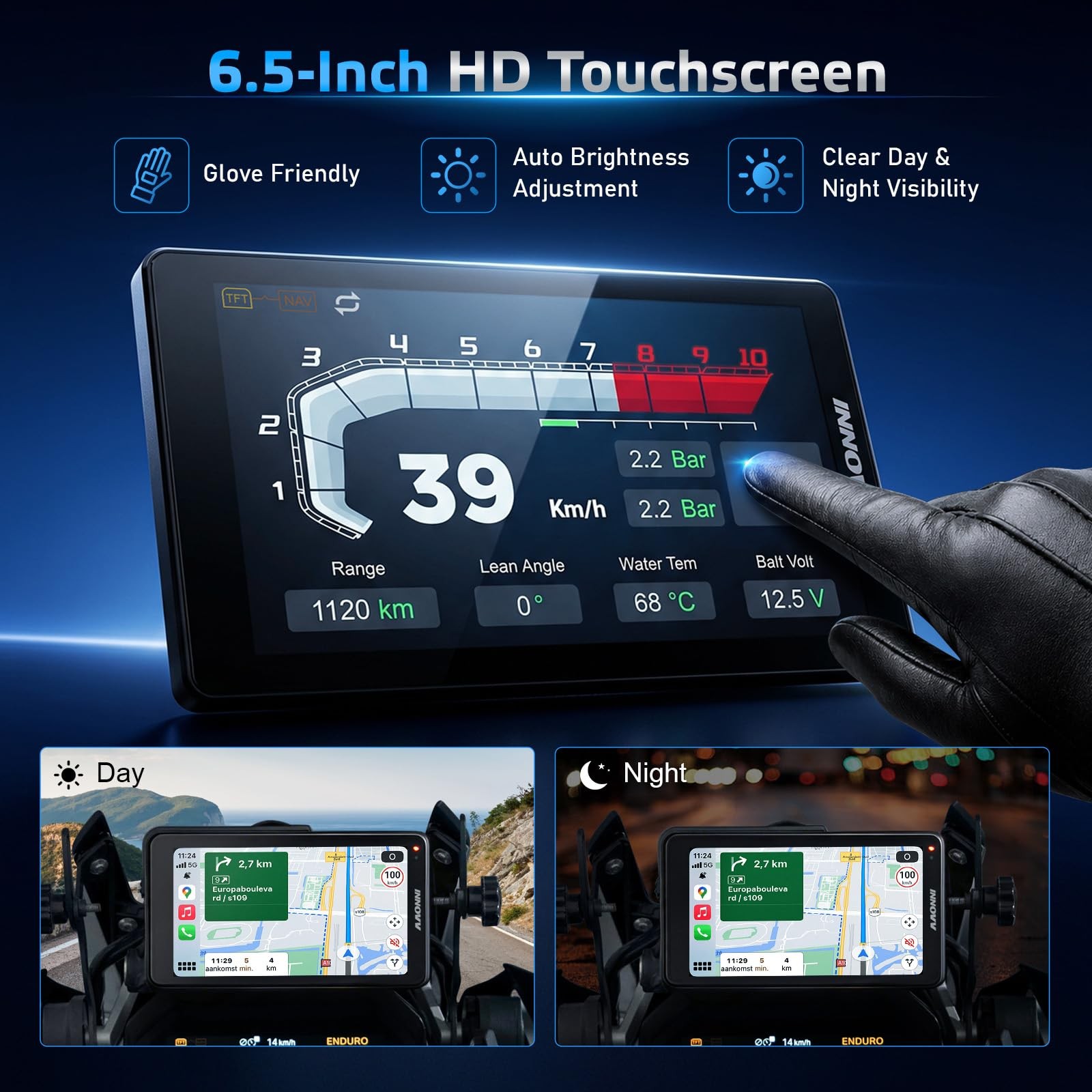 INNOVV N2 for BMW Motorcycle Wireless CarPlay & Android Auto, 6.5″ Touch Scre…