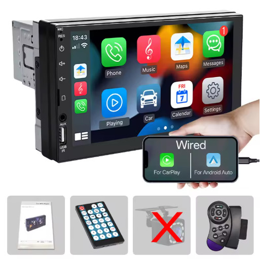 7 Inch Car MP5 Player CarPlay Android Auto Touch Screen Multimedia Radio