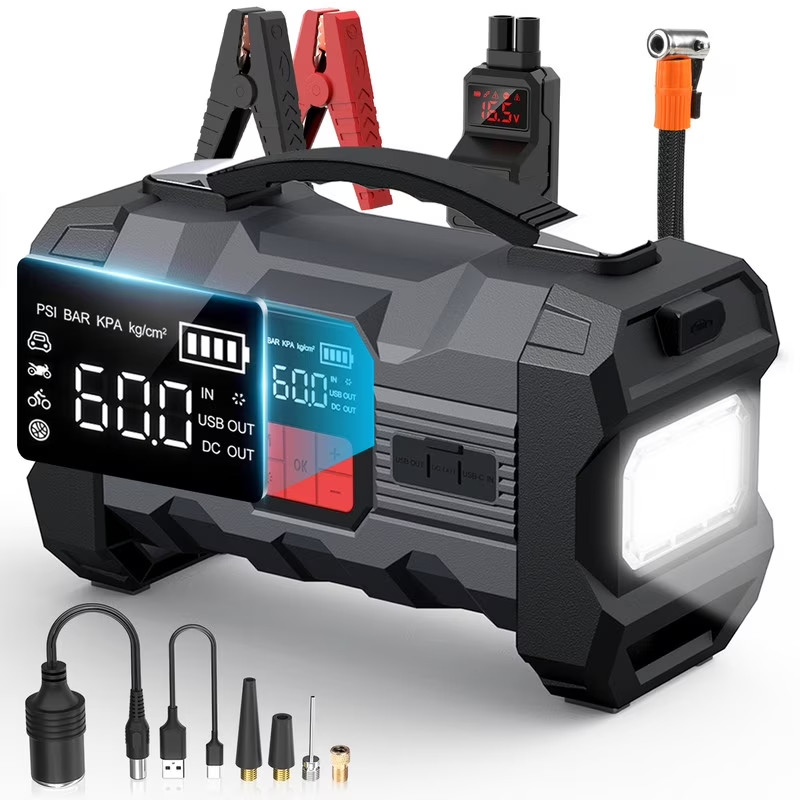 Car Jump Starter 6000A 150 PSI Air Compressor 12V Battery Booster Charger