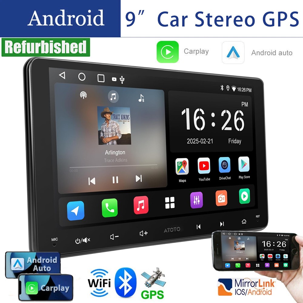ATOTO Android Carplay GPS Navi WiFi 9″ Double 2Din Touch Screen Car Stereo Radio