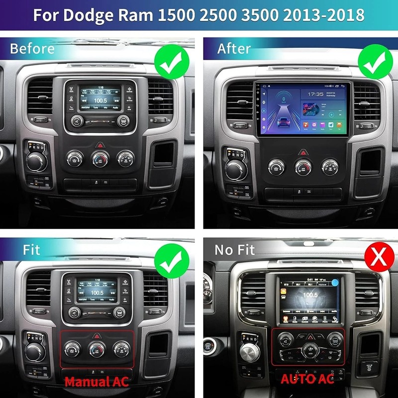 8 Core Stereo Car Radio Carplay for 2013 – 2018 Dodge Ram 1500 2500 3500 Android
