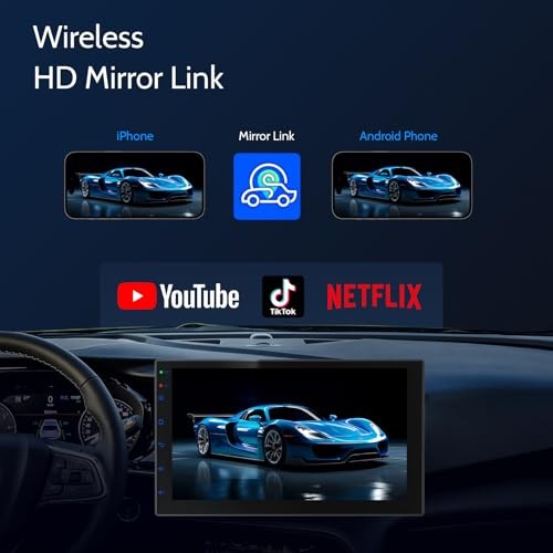 7 inch Car Stereo Double Din Radio with Carplay&Android 2GB+32GB (With Camera)
