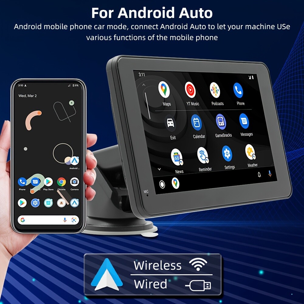 Universal 7-inch touch screen car stereo wireless portable Android iOS wireless
