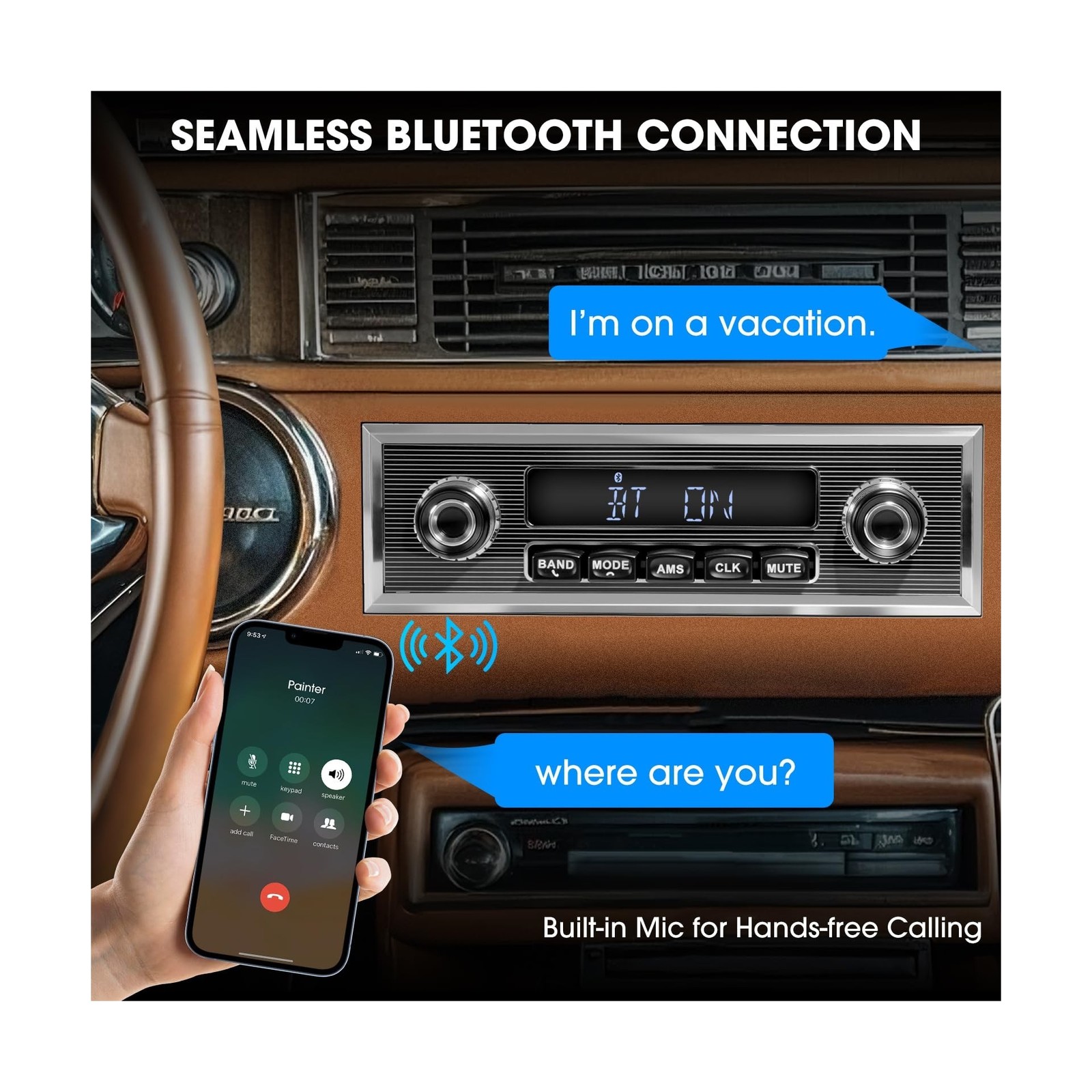 Single Din Classic Car Stereo: Vintage Retro Style Radio for Truck – Bluetoot…