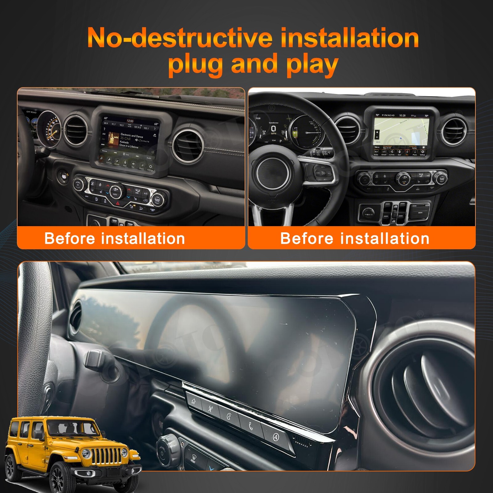 Strip screen Car Radio For Jeep Wrangler JL 2018-2022 Multimedia Player Stereo
