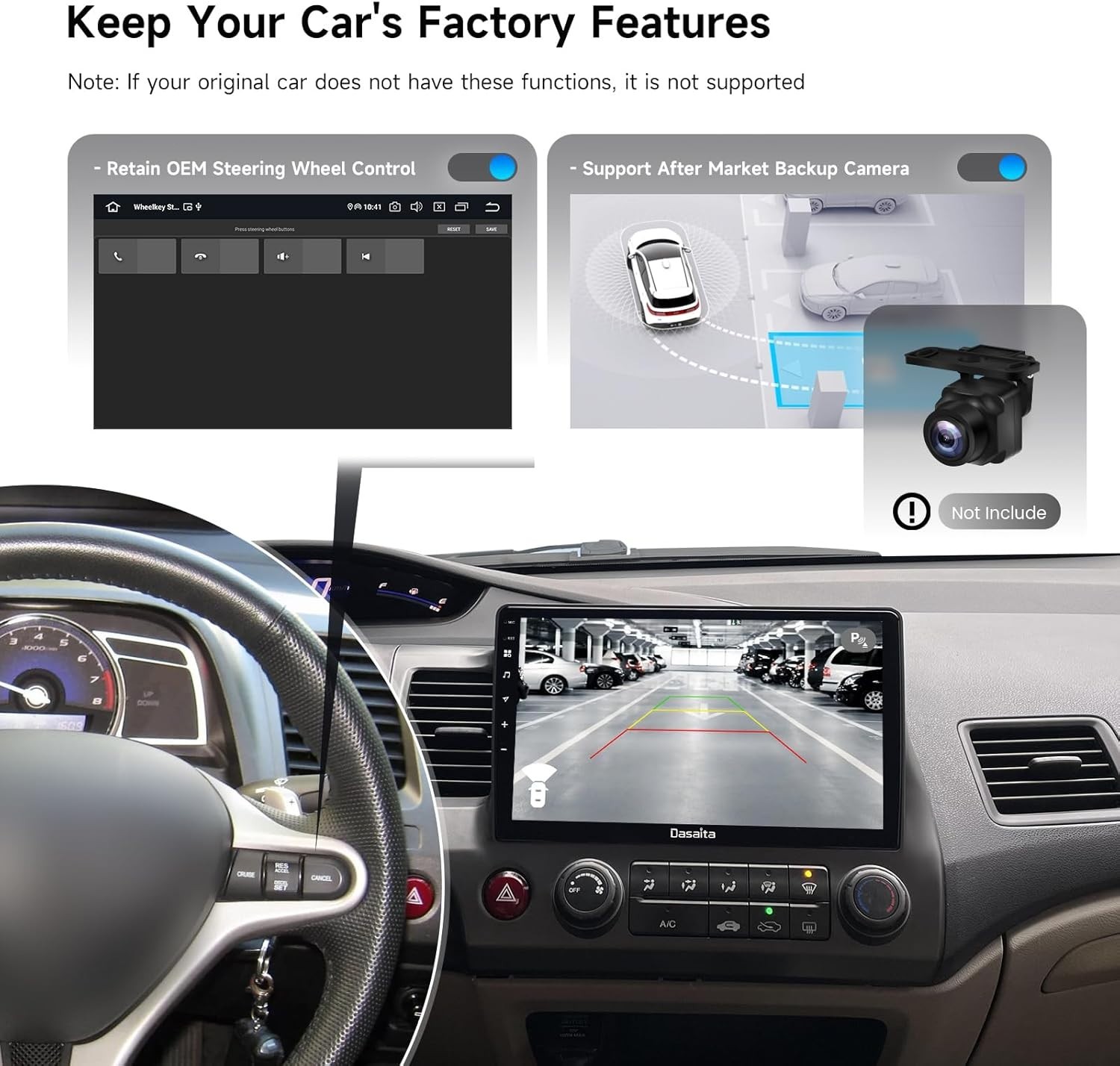 Dasaita 10.2″ Head Unit for Honda Civic 2006-2011 G13 Radio CarPlay GPS WiFi