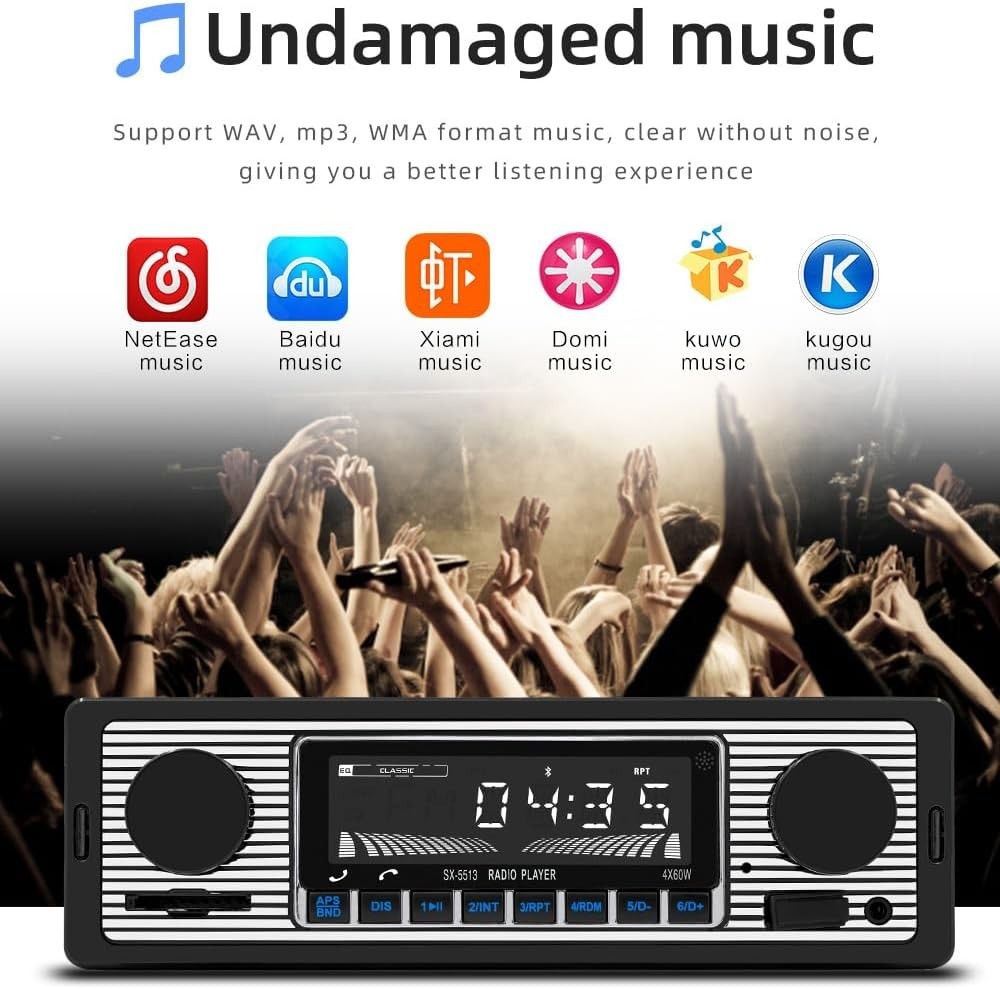 Advanced Retro Car Radio with Bluetooth – Hands-Free, Remote Control Features