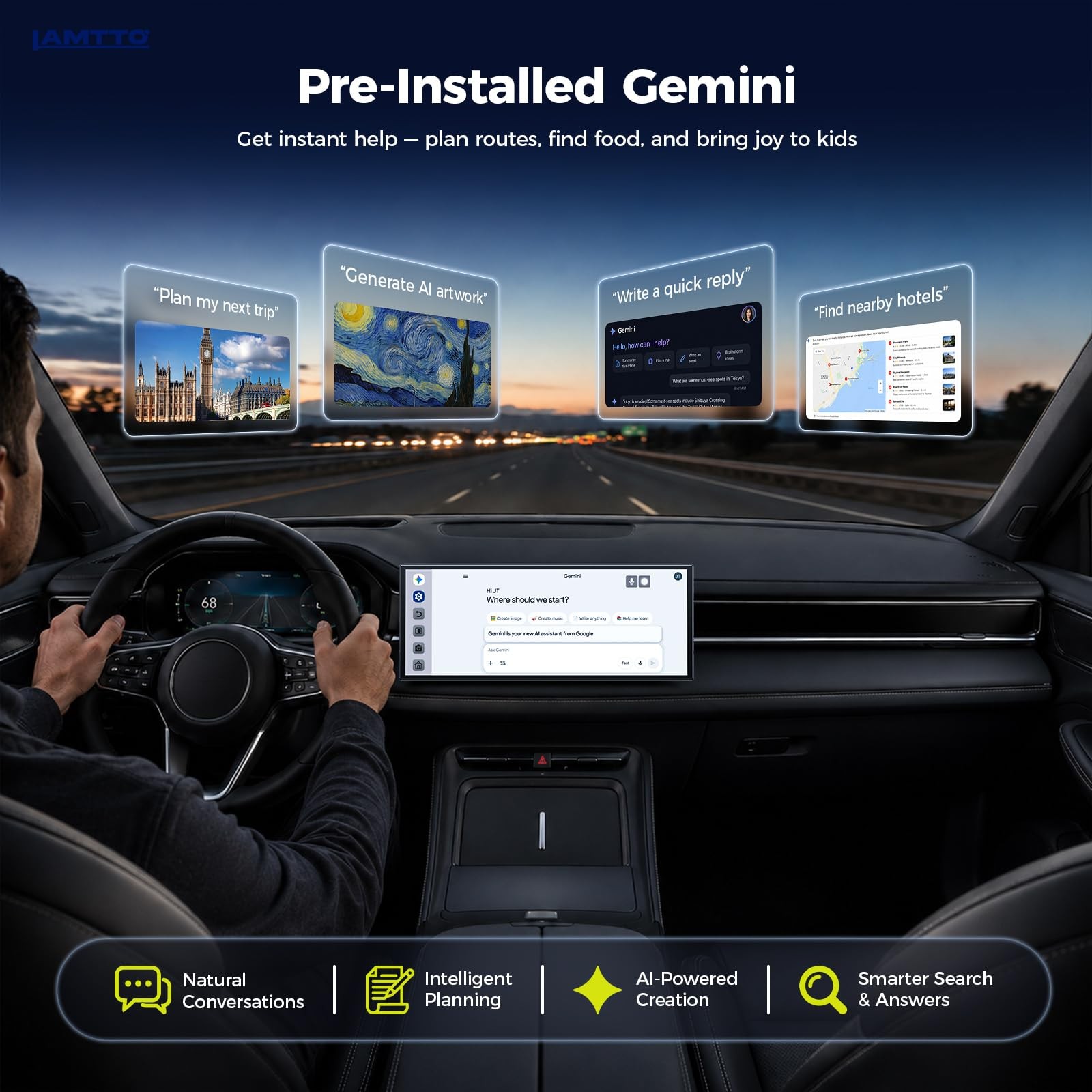 11″ Wireless CarPlay Android Auto GPS Car Stereo Screen 1080P DVR