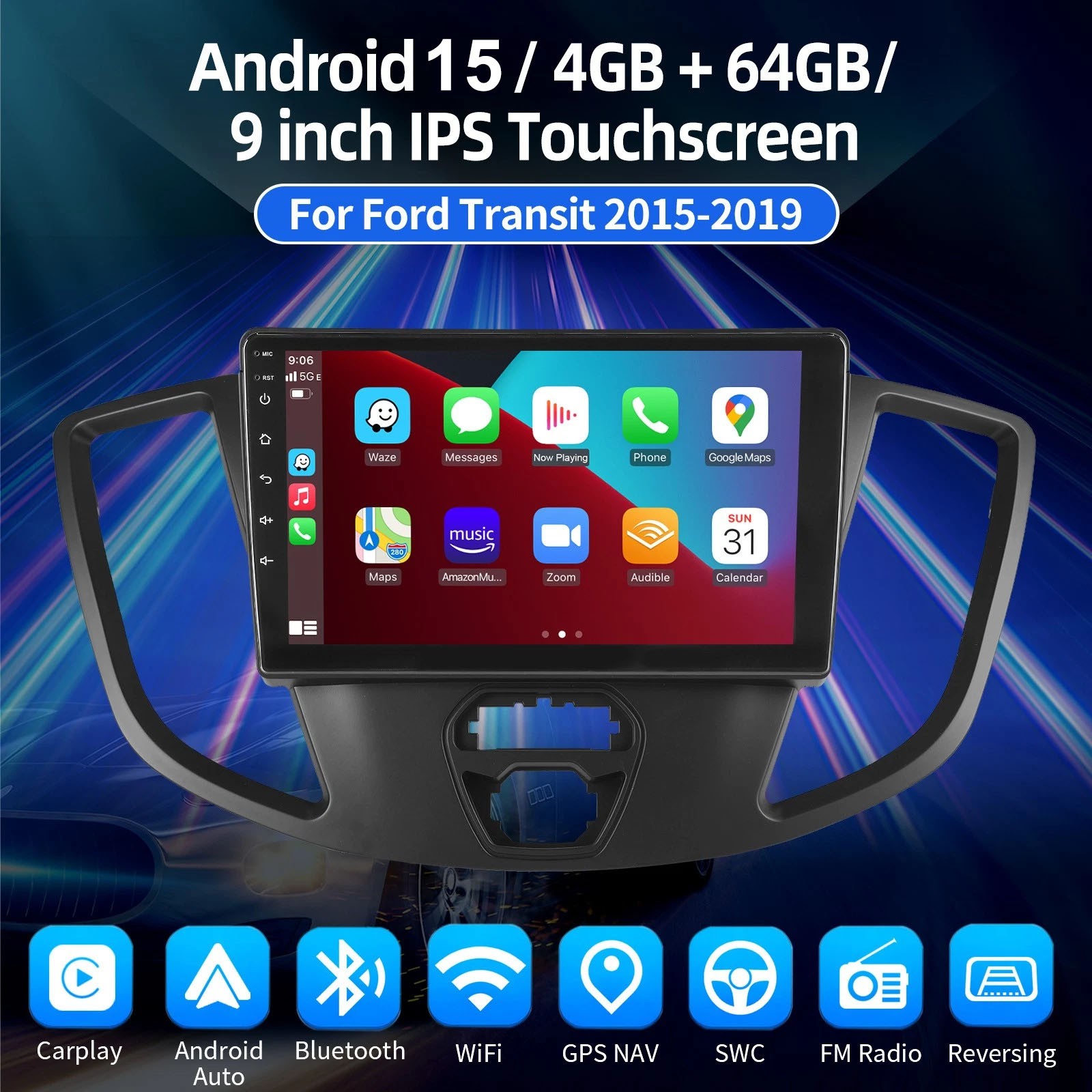 Apple Carplay For Ford 150 Transit Android 15 Car Stereo HD GPS NAV 4G+64G Radio