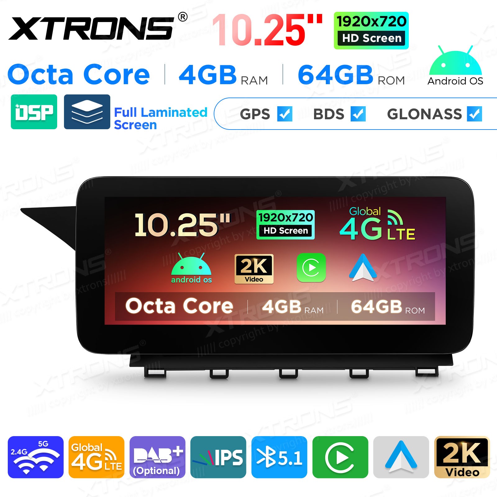 10.25” CarPlay For Benz X204 2013-2015 NTG 4.5 Android 14 Stereo Radio GPS Navi