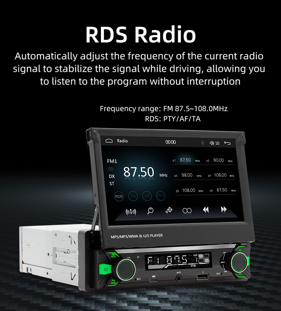 7″ Radio Estereo De Pantalla Para Coche Carro USB WiFi Tactil Single Din BT MP5