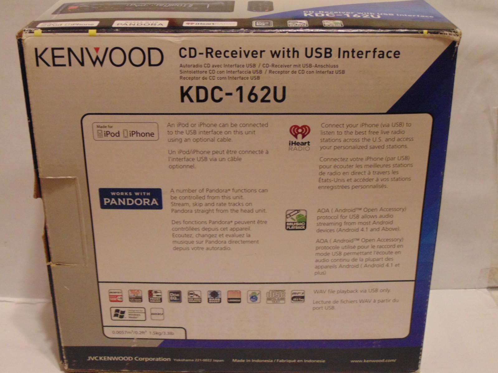 Kenwood car radio/cd player KDC-162U, NEW OLD STOCK