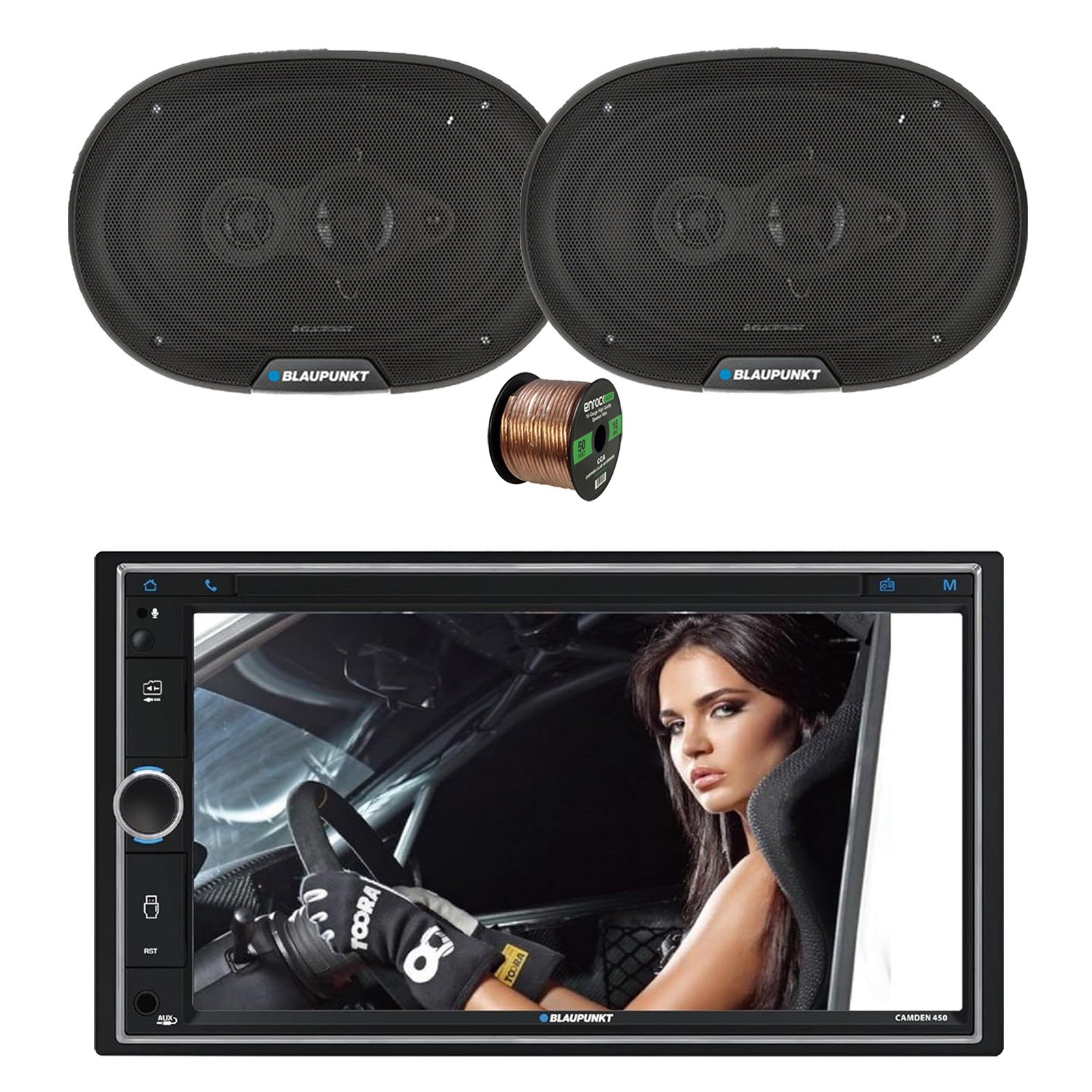 Blaupunkt CAMDEN 450 7” Touchscreen Receiver, 2x 6×9″ 70W Car Speakers, Wire