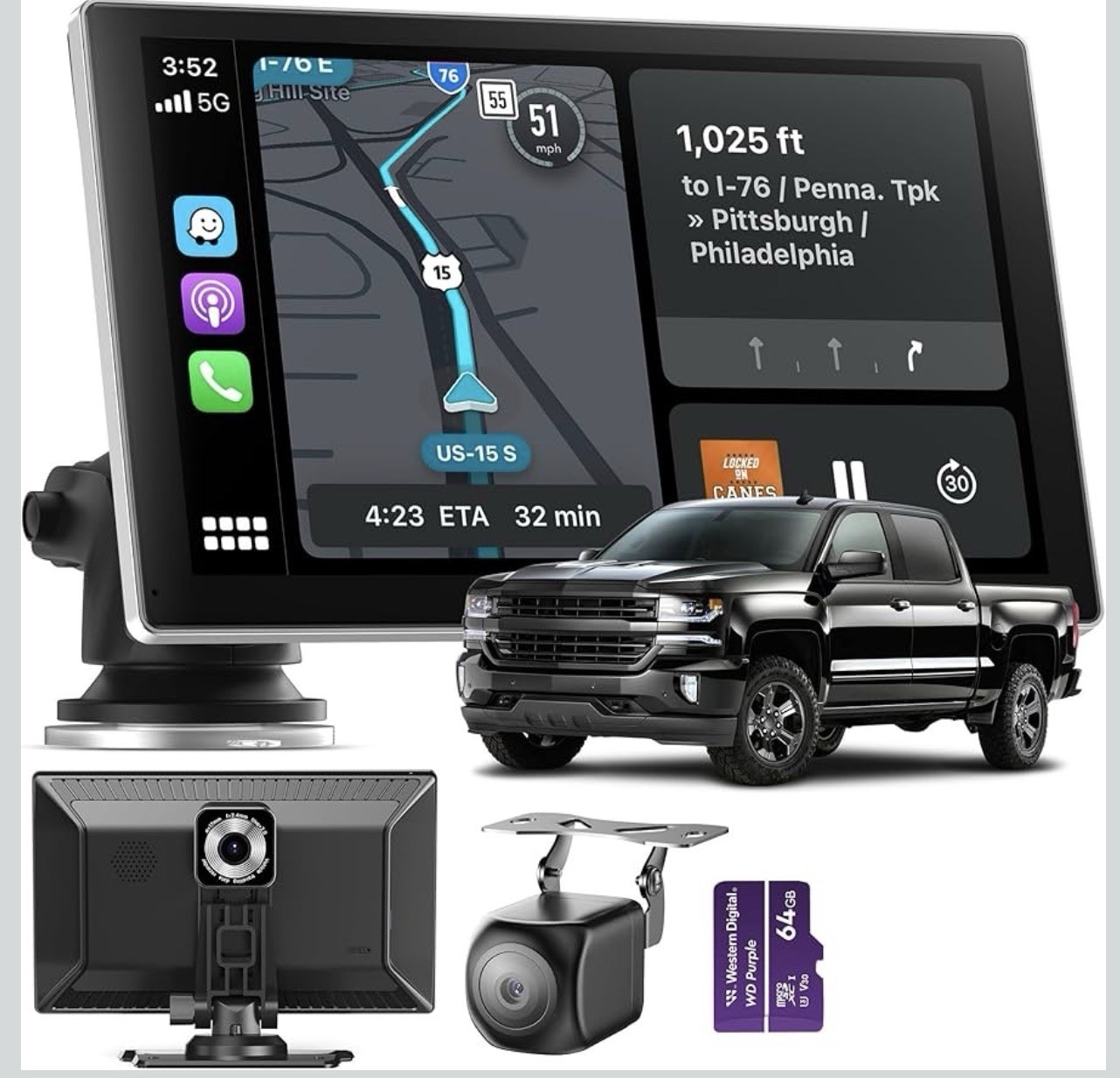 Jzones Carplay Screen for Car 9″ Portable Wireless Carplay&Android Auto 4K