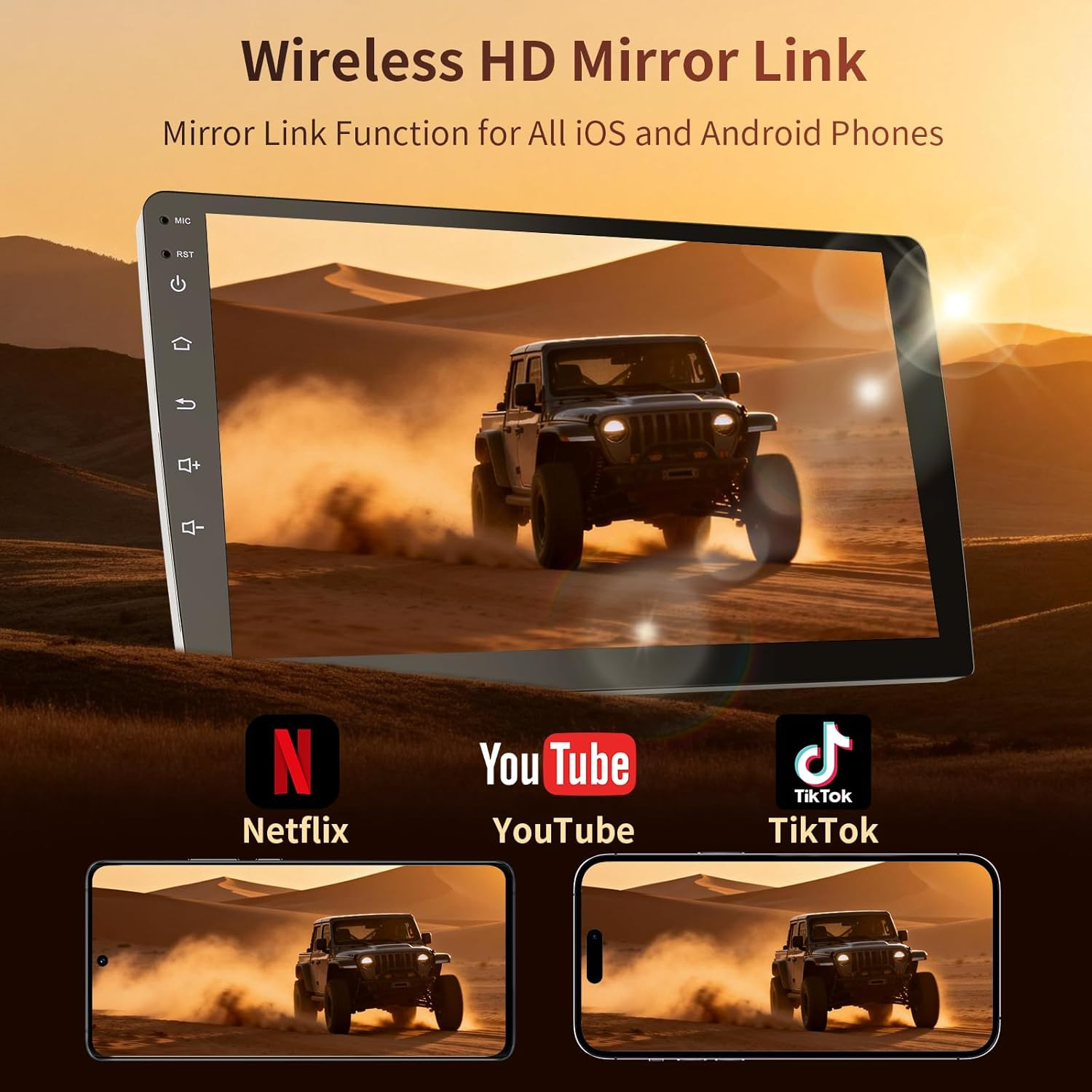 9″ HD Touchscreen Wireless Carplay Screen for Car with Carplay and Android Auto,