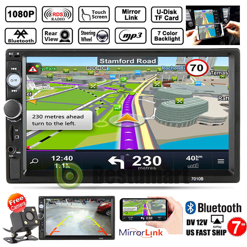 7″ Double 2 DIN Car MP5 Player Bluetooth Touch Screen Stereo Radio With Camera