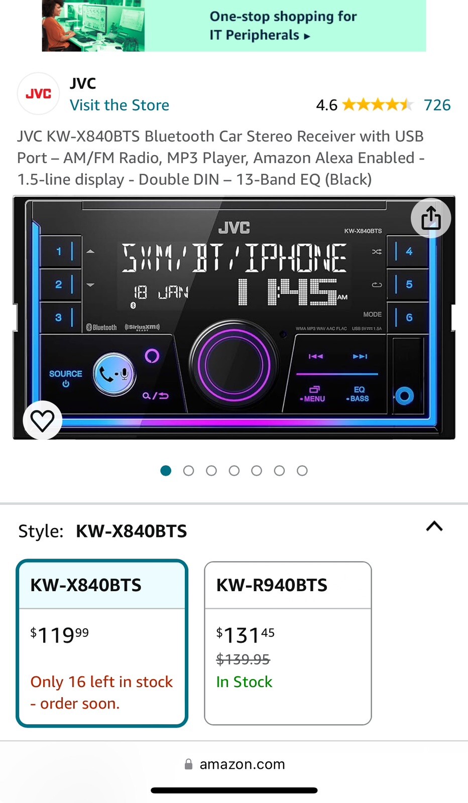 JVC KW-X840BTS 2-DIN Digital Media Receiver