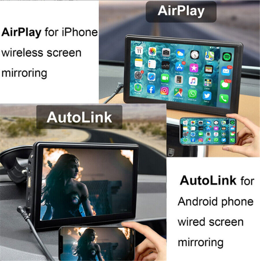 Portable 7″ HD Car Radio Wireless Apple Carplay/android Auto FM Touch Screen MP5