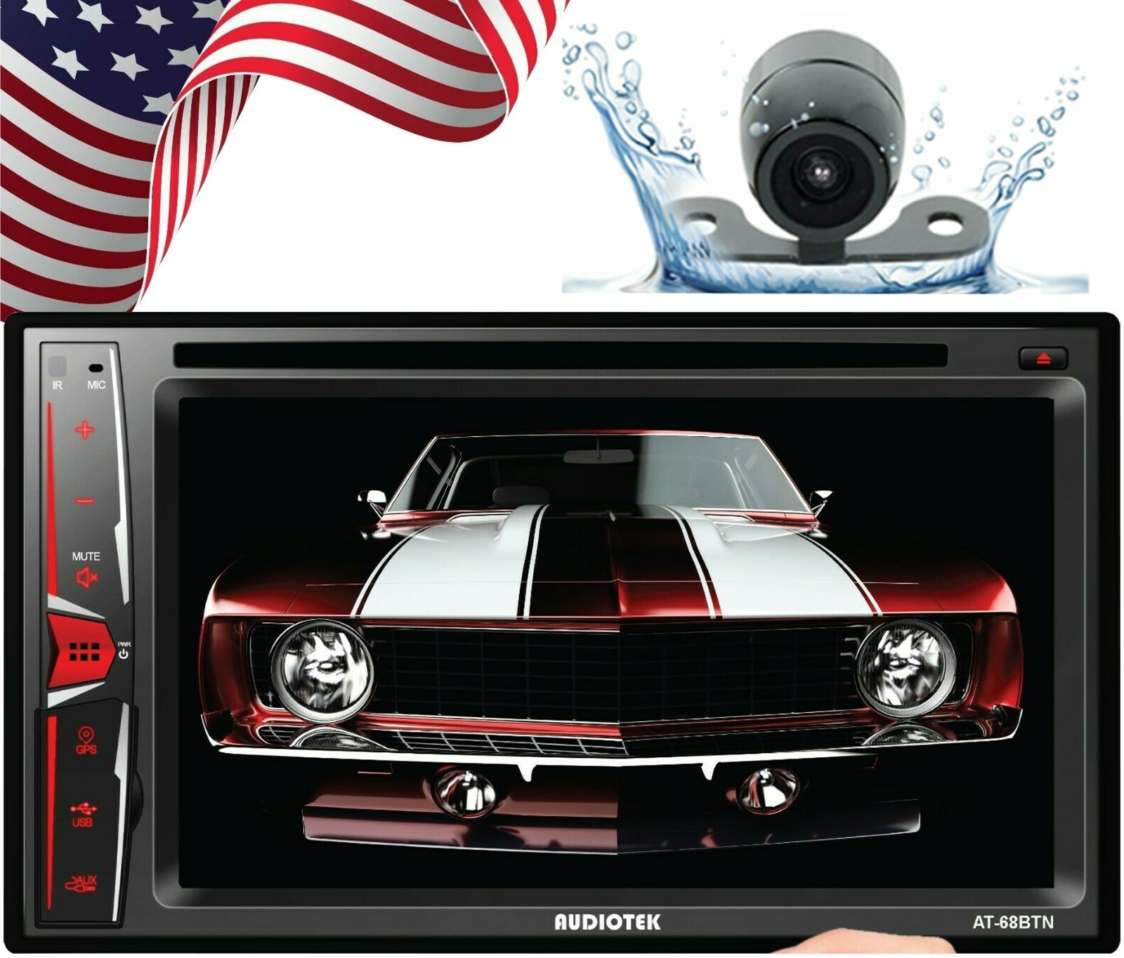 Audiotek AT-68BTN 6.2″ Touch Screen Radio Mirror Link+ Rear View Camera XV20C